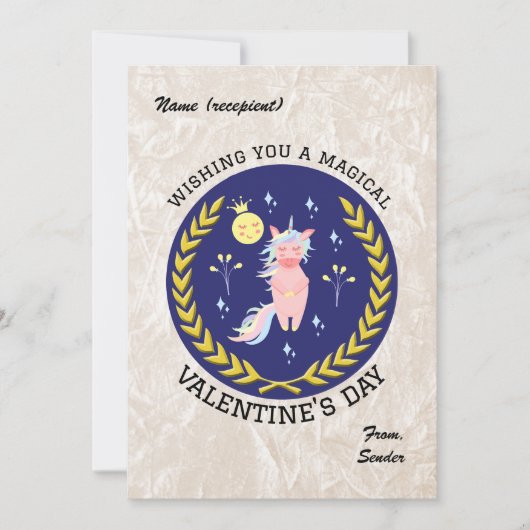 Wishing you magical Valentine's Day - Cute Unicorn シーズンカード (正面)