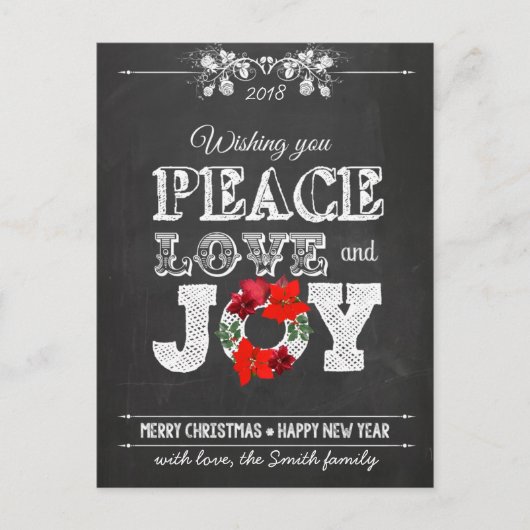 Wishing you peace love and Joy シーズンポストカード (正面)