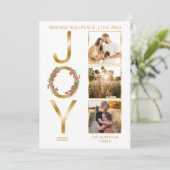 Wishing You Peace Love and Joy 3 Photo Christmas シーズンカード (スタンド正面)