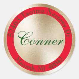 Wishing You Red、金ゴールド、グリーン差出人住所- ラウンドシール