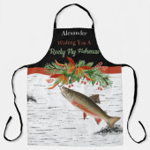 Wishing You Reely Fly Fishmas, Trout Christmas エプロン (正面)