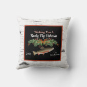 Wishing You Reely Fly Fishmas, Trout Christmas クッション (裏面)