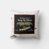 Wishing You Reely Fly Fishmas, Trout Christmas クッション (正面)