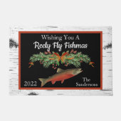 Wishing You Reely Fly Fishmas, Trout Christmas ドアマット (正面)