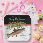 Wishing You Reely Fly Fishmas, Trout Christmas ペーパープレート (パーティー)