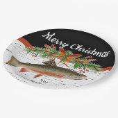 Wishing You Reely Fly Fishmas, Trout Christmas ペーパープレート (アングル)