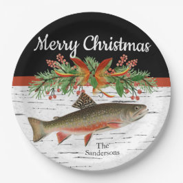 Wishing You Reely Fly Fishmas, Trout Christmas ペーパープレート