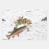 Wishing You Reely Fly Fishmas, Trout Christmas ラッピングペーパーシート (正面3)