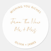 Wishing You Riches From The New Mr Mrs Wedding Bag ラウンドシール (正面)