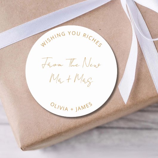 Wishing You Riches From The New Mr Mrs Wedding Bag ラウンドシール