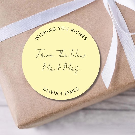 Wishing You Riches From The New Mr Mrs Wedding Bag ラウンドシール