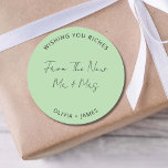 Wishing You Riches From The New Mr Mrs Wedding Bag ラウンドシール<br><div class="desc">Wishing You Riches From The New Mr Mrs Wedding Bag Classic Round Sticker</div>