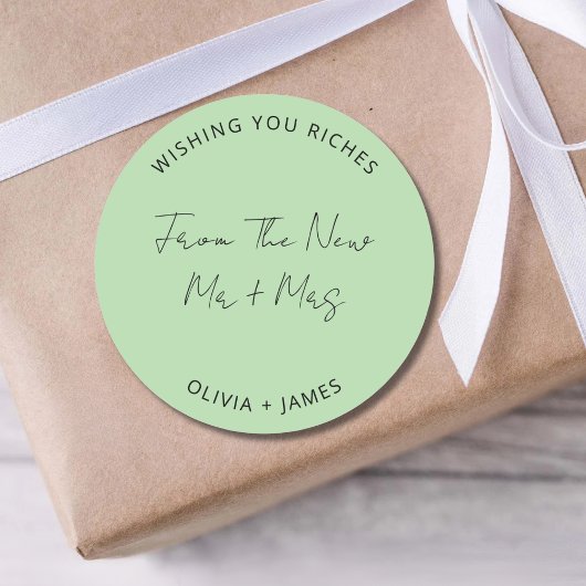 Wishing You Riches From The New Mr Mrs Wedding Bag ラウンドシール