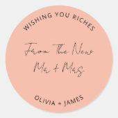 Wishing You Riches From The New Mr Mrs Wedding Bag ラウンドシール (正面)