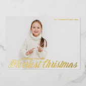 Wishing You the Merriest Christmas Chic Photo Gold 箔シーズンカード (正面)
