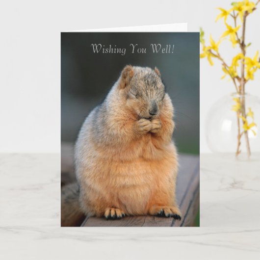 Wishing You Well Cute Squirrelカード カード (黄色い花)
