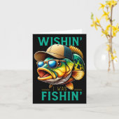 Wishin'I Fishin'の魚釣り釣り人のフおもしろいィースだった カード (黄色い花)