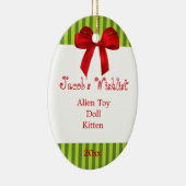 Wishlistの緑および赤くカスタムなオーナメント セラミックオーナメント (右)