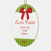 Wishlistの緑および赤くカスタムなオーナメント セラミックオーナメント (左)