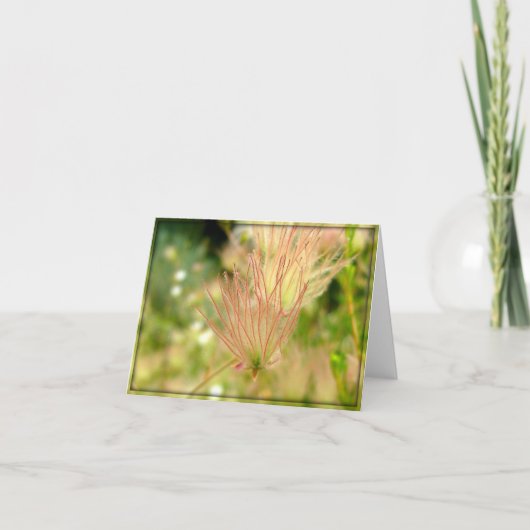 Wispyピンクの花-花のNotecard サンキューカード (正面)