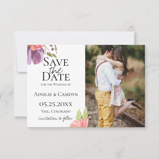 Wispyフローラ写真Save The Date 案内状 (正面)