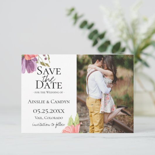 Wispyフローラ写真Save The Date 案内状 (スタンド正面)