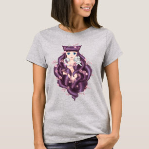 Wispy紫色の髪のNekoの日本製アニメの女の子 Tシャツ