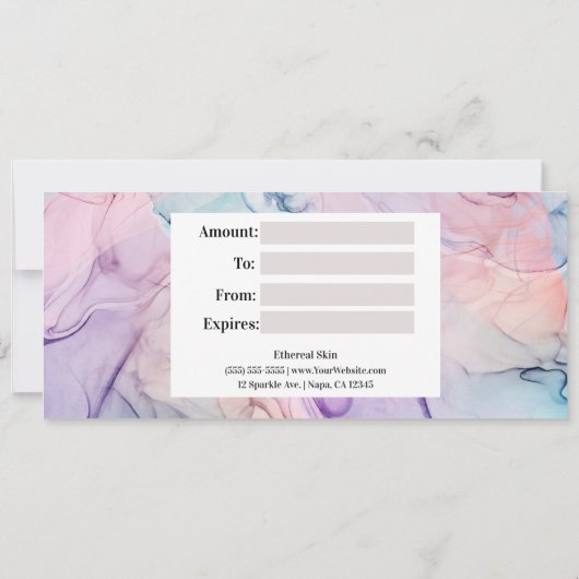 Wispy Etherealパステルウォーターカラーギフト証明書 招待状 (裏面)