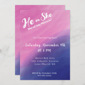 Wispy Water Color Gender Reveal招待状 招待状 (正面/裏面)