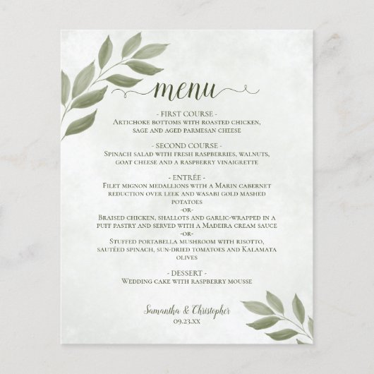 Wistant Sage Green葉 Budgetsメ結婚ニュー (正面)