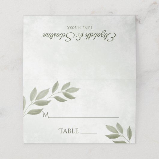 Wistant Sage Green 葉 Wending書-In プレイスカード (外部開封)