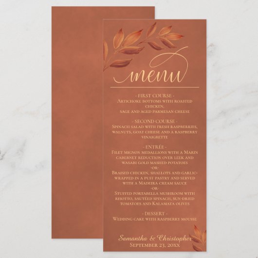 Wistant Terracota葉モダンScript結婚's メニュー (正面/裏面)