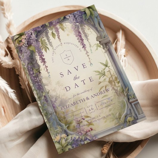Wisteria Arch Botanical Wedding セーブザデート