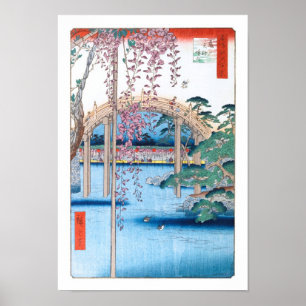 Wisteria at Kameido Shrine Hiroshige Fine Art ポスター