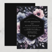 Wisteria Chiaroscuro Floral Wedding 招待状 (正面/裏面)