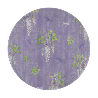 Wisteria, ferns, & Dragonflies カッティングボード