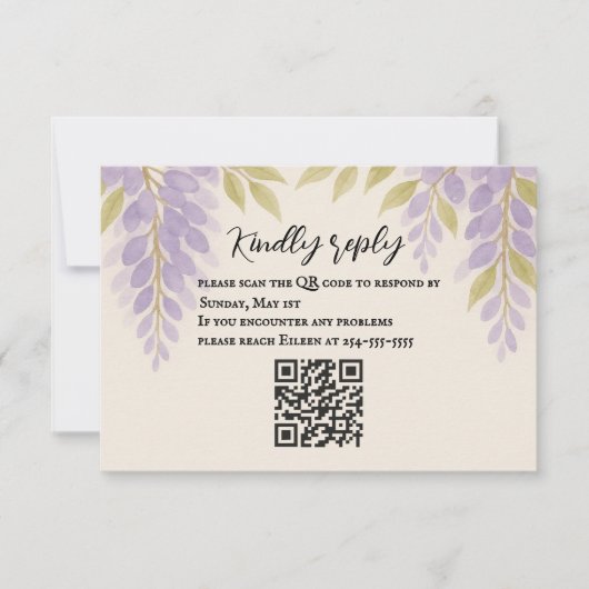Wisteria Lane QR Code RSVP Card (正面)