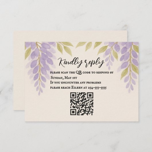 Wisteria Lane QR Code RSVP Card (正面/裏面)