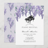 Wisteria Piano White Recital Invitation 招待状 (正面/裏面)