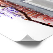 Wisteria season in London grey door watercolour ポスター (角)