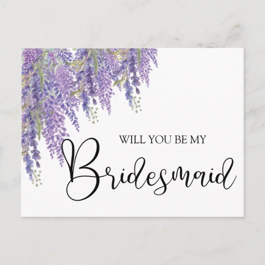 Wisteria tree Will You Be My Bridesmaid Invitation インビテーションポストカード (正面)