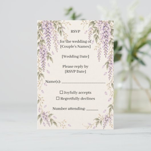 Wisteria Wedding RSVP Card (スタンド正面)