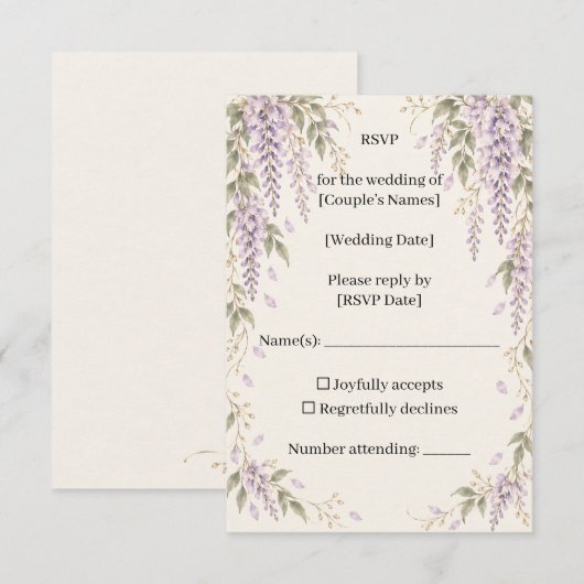 Wisteria Wedding RSVP Card (正面/裏面)