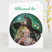 Witchウィッカ信者賛美はグリーティングカード カード (黄色い花)