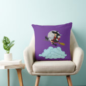 Witch and black cat flying on broom クッション (椅子)