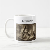 Witch and Black Cat making potion Custom Name コーヒーマグカップ (左)