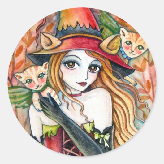 Witch and cat * Blondes*シール ラウンドシール (正面)