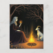 Witch and Goat at a Bonfire ポストカード (正面)