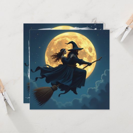 Witch and Warlock Personalized Halloween カード (正面/裏面インサイチュ)