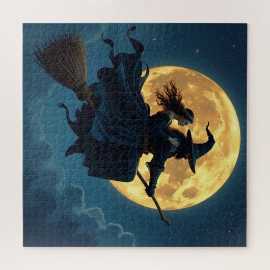 Witch and Warlock Personalized Halloween ジグソーパズル (横)